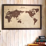 国indigo欧式复古牛皮纸世界地图客厅装饰挂图地图挂画摆设
