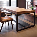 美式工作台实木桌子铁艺餐桌长条桌简约书桌办公桌大会议桌电脑桌