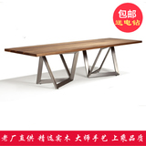 美式复古铁艺餐桌书桌会议桌loft实木办公桌工作台长桌个性电脑桌