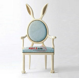 兔耳朵实木扶手椅新古典可爱精致餐椅形象椅 酒店别墅书桌椅家具