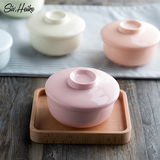 西芙 创意微波炉碗带盖碗 陶瓷器燕窝炖盅隔水蒸蛋汤煲日式甜品碗