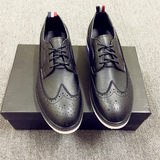 完美鞋型绅士英伦布洛克thom browne低帮雕花皮鞋彩底休闲男鞋