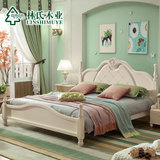 林氏木业法式田园床1.8米双人床+床头柜组合韩式成套家具BD2A-A#