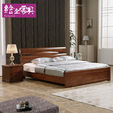 全实木床高档红橡木双人床1.5米1.8米中式储物高箱床橡木家具