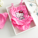 外贸原单粉色Kitty猫儿童泳衣女童可爱宝宝连体温泉游泳衣