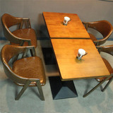 新款高档实木复古方桌咖啡厅桌椅 奶茶店西餐厅 洽谈桌椅批发定做