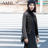 Amii旗舰店艾米女装 2015冬装新款撞色修身轻薄短款羽绒服女外套