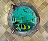大鲨鱼海底世界海底总动员3D立体墙贴 儿童房卫浴间厨房墙纸贴画