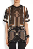 法国代购Givenchy纪梵希15新款十字架宽松中长款短袖真丝T恤女