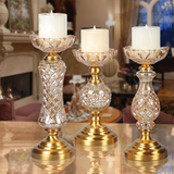 烛台欧式浪漫水晶玻璃香薰美式蜡烛台摆件创意烛光晚餐中式烛台