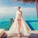 马尔代夫海边度假性感雪纺开衫连衣长裙沙滩比基尼罩衫心霓儿同款