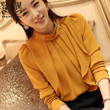 2016春秋新款韩版女装衬衣大码雪纺衫修身OL气质淑女式上衣潮衬衫