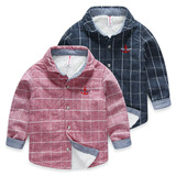 2015冬款童装纯棉格子加绒男童衬衣休闲长袖中小儿童加厚保暖衬衫