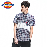 Dickies2014夏装新款 纯棉短袖衬衫 男 方领格子衬衣潮142M20WD11