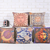 古埃及壁画抱枕 另类古典太阳神月亮神复古创意棉麻靠垫沙发腰枕