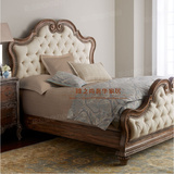 美式乡村欧式新古典实木床 布艺软包双人床1.5 1.8米别墅卧室家具