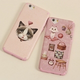 爱心猫咪iphone6s手机壳苹果6splus蚕丝纹软硅胶6代4.7全包保护套