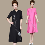 夏改良日常中国风复古旗袍中长款棉麻高端气质中年妈妈装连衣裙女