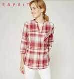 Esprit埃斯普利特正品代购女EDC休闲长袖格子衬衫棉075CC1F016