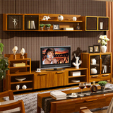 现代简约客厅家具实木组合电视柜电视柜背景墙套装柚木电视柜组合