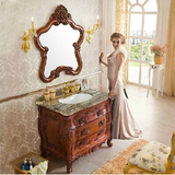 欧式美式仿古箭牌浴室柜组合橡木弧形实木卫浴落地柜陶瓷洗漱脸盆