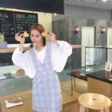 2016夏装韩版甜美气质学院风格子背带裙女学生修身高腰无袖连衣裙