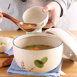 素宝 汤碗陶瓷大号带盖汤锅8寸深碗 创意餐具家用面碗加厚隔热