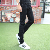 夏季薄款黑色牛仔裤男修身型青少年学生韩版弹力休闲显瘦小脚裤潮