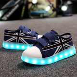 春夏季儿童usb充电发光鞋七彩LED闪灯鞋 男童女童亮灯帆布鞋童鞋
