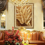 手绘油画欧式泰式抽象客厅餐厅玄关书房卧室酒店装饰画金箔芭蕉叶