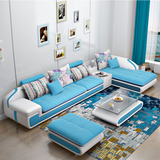 新款布艺沙发小户型组合 可拆洗皮布沙发客厅转角沙发皮配布沙发