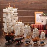 木质帆船模型工艺装饰品创意客厅摆件办公室礼品招财一帆风顺包邮