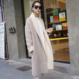 韩国代购2015冬装毛衣女超厚超长款羊毛针织衫开衫外套毛衣女保暖