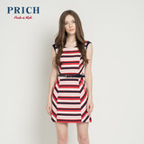 PRICH2016夏季新品条纹无袖气质连衣裙PROM62401E