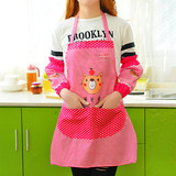 韩版厨房防油卡通可爱袖套 长袖 防水围裙罩衣套装清洁装