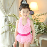 韩国儿童游泳衣女童女孩泳装公主蕾丝裙宝宝分体裙式小中童泳裤