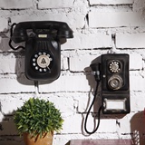 美式创意家居墙面壁挂复古树脂电话机壁饰奶茶店咖啡厅做旧装饰品