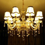 灯客厅卧室餐厅房间酒吧台服装店6头玻璃吊灯欧式透明蜡烛水晶吊