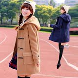 少女冬装毛呢外套2015新款韩版学院风中长款初中高中学生呢子大衣