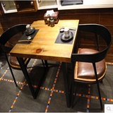 美式餐桌办公桌实木铁艺咖啡桌休闲桌复古酒吧小方桌