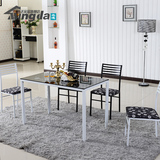 名达现代简约小户型餐桌椅组合钢化玻璃饭桌家用长方形吃饭桌餐台