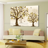 现代客厅壁画装饰画玄关无框挂画过道墙画单幅横版墙画 黄金树
