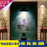 大型壁画电视背景墙客厅壁纸3D立体无缝欧式手绘油画玫瑰