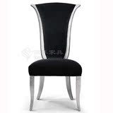新古典餐椅 黑色布艺椅子 简约现代休闲椅 酒店洽谈椅 售楼处家具