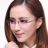 切边眼镜女士 韩国钻石无框镶钻眼镜架 近视眼镜框 潮 全套配镜片