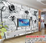大型壁画高档电视背景墙纸壁纸客厅 3D立体黑白玫瑰个性简约现代