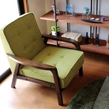 日式简约咖啡厅书房单人布艺沙发 北欧宜家双人三人木扶手沙发椅