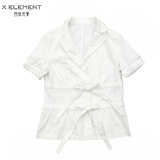 新款特价 自然元素正品 白色蝴蝶结短袖加厚衬衣女