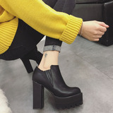 韩国女鞋春季新款2015气质高跟女短靴裸靴粗跟防水台套筒马丁靴