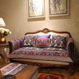 高档斜纹复古组合沙发垫全棉布艺防滑沙发坐垫民族风耐脏沙发套罩
